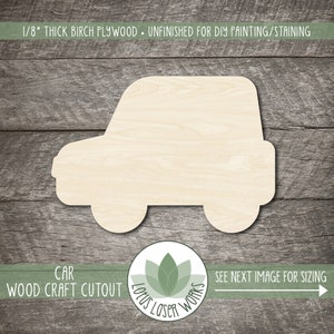 Wood Car Shape, Unfinished Wood Blanks, Laser Cut Wooden Automobile Cutouts, Wood Craft Supply, Wood Craft Shapes