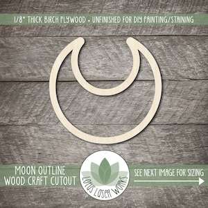 Crescent Moon Wood Craft Shape, Painting Blanks, Celestial Cutouts For DIY Craft Projects