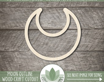 Crescent Moon Cutout: Wood Shapes For Crafts, Unfinished Laser Cut Celestial Blanks