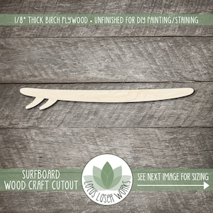 Wood Surfboard Shape, Surfing Themed Cutouts For DIY Crafting, Painting Blanks