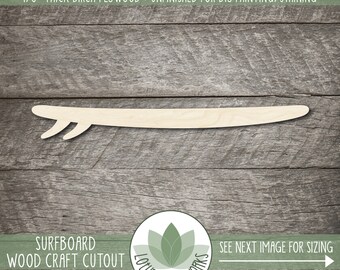 Surfboard Cutout - Laser Cut Unfinished Wood Shapes For Craft Projects, Beach House Decor