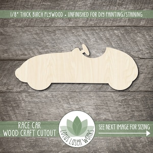 Race Car Wood Shape, Laser Cut Craft Blanks, Unfinished Wooden Cutouts