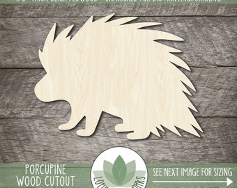 Wood Porcupine Cutout, Blank Wood Animal Shapes, Wooden Porcupine Shape, Wood Craft Shapes