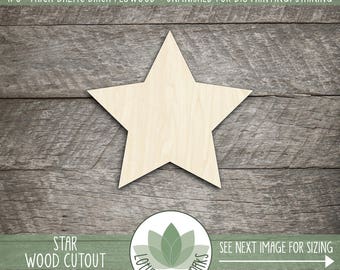 Star Wood Shape, Unfinished Wood Craft Blanks, Laser Cut Wooden Star Cutouts, DIY Craft Supply