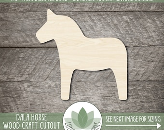Dala Horse Shape - Wood Cutouts For Craft Projects, Unfinished Laser Cut Painting Blanks