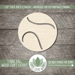Tennis Ball Wood Cutout, Unfinished Wood Craft Blanks, Laser Cut Wooden Sport Shapes, Wood Craft Supplies, Embellishment