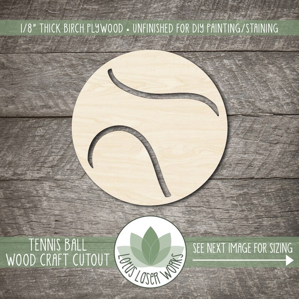 Tennis Ball Wood Cutout, Unfinished Wood Craft Blanks, Laser Cut Wooden Sport Shapes, Wood Craft Supplies, Embellishment