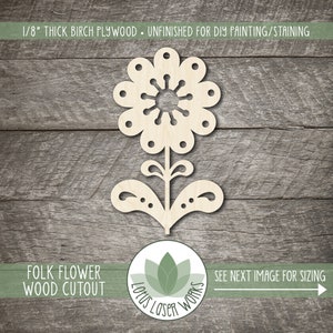 Wood Flower Cutout, Unfinished Wooden Blanks, Laser Cut Craft Shapes
