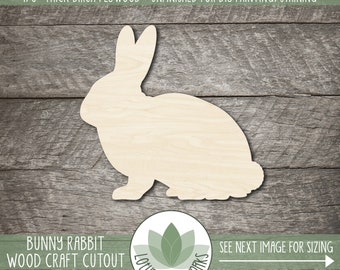 Bunny Rabbit Cutout - Unfinished Wood Shapes For Craft Projects, Laser Cut Blanks