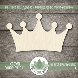 Crown Shape - Wood Cutouts For Craft Projects, Unfinished Laser Cut Party Decorations