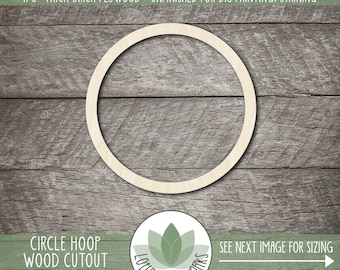 Wood Hoop Ring Craft Cutout, Unfinished Wood Blanks, Laser Cut Wooden Circle Hoop Shape, Wood Craft Supply, Embellishment