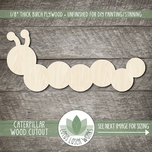 Wood Caterpillar Cutout, Insect Shapes, Craft Painting Blanks