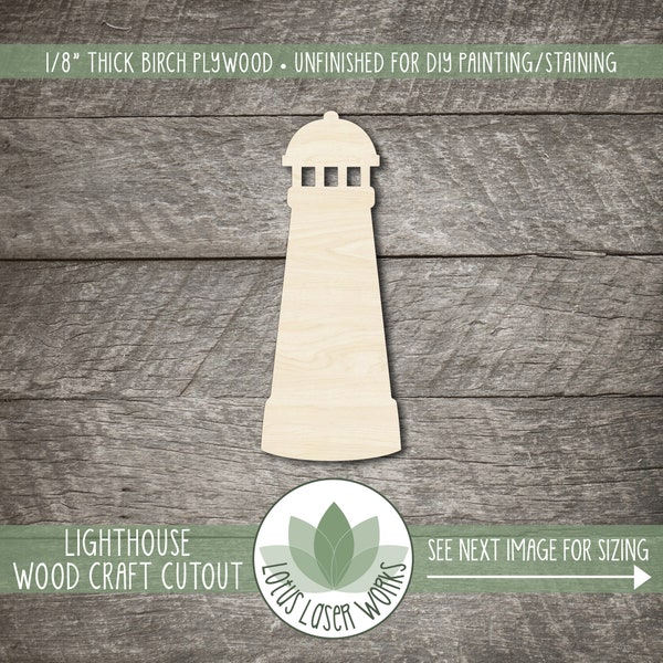 Lighthouse Wood Shape - Unfinished Wooden Cutouts - Laser Cut Craft Blanks