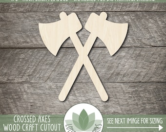 Crossed Axes  |  Unfinished Wood Shapes For Crafting, Laser Cut Blanks