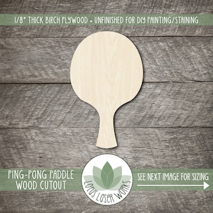 Ping-Pong Paddle Shape, Table Tennis Themed Cutouts For DIY Craft Projects, Painting Blanks