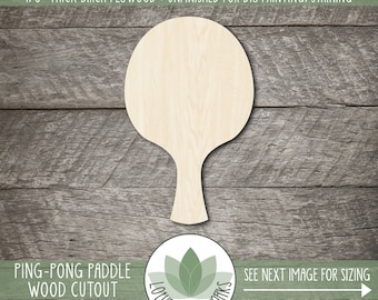 Wood Ping-Pong Paddle Cutout, Blank Wood DIY Craft Embellishments, Laser Cut Wooden Table Tennis Paddle Shape