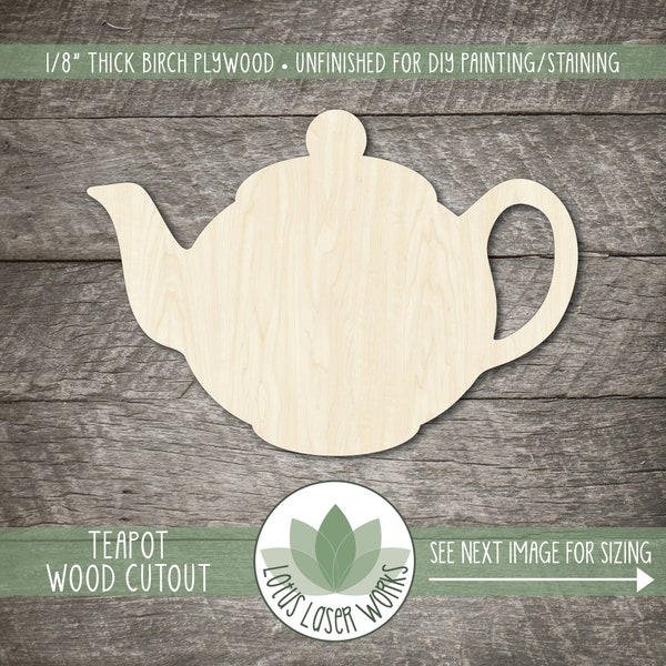 Wood Teapot Shape, Wooden Teapot Cutout, Tea Party Decor, Teapot Kitchen Decor, Sign Making Supply