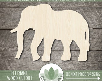 Elephant Cutout: Unfinished Wood Shapes For Craft Projects, Laser Cut Blanks