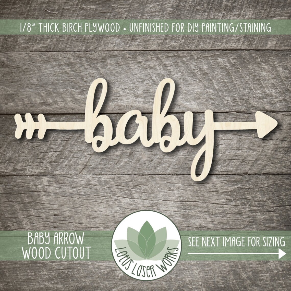 Wood Baby Arrow Cutout Wood Arrow With Word Baby Baby Shower | Etsy
