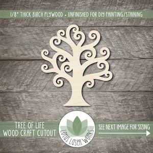 Tree Of Life Wood Cutout, Unfinished Wood Craft Blanks, Laser Cut Wooden Spiral Tree Shape, Wood Craft Supplies