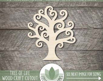Tree Of Life Shape: Wood Laser Cut Blanks For Craft Projects, Painting Cutouts