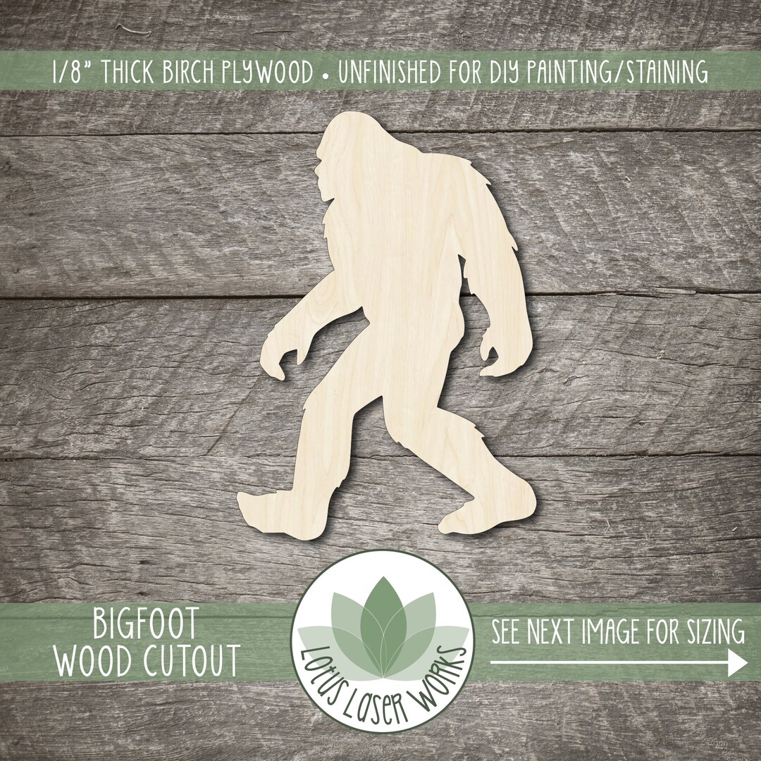 Bigfoot Wood Cutout, Wooden Bigfoot Shape, Blank Wood Shapes