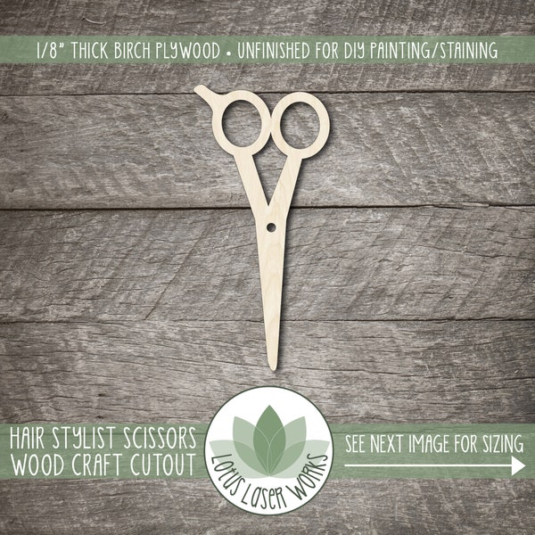 Hair Stylist Scissors Wood Blank, Unfinished Wooden Craft Shapes, Laser Cutouts