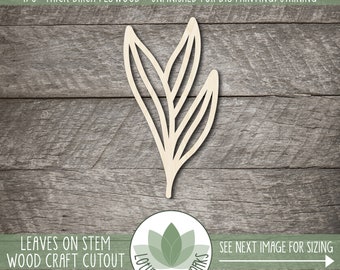 Birch Plywood Botanical Stem Cutout: Unfinished Wood Craft Shape