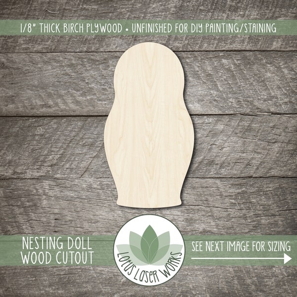 Nesting Doll Shape - Unfinished Wooden Cutouts - Wood Craft Supplies