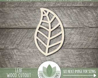 Wood Leaf Cut Outs, Laser Cut Wooden Leaf Shape, Wood Craft Embellishment, Unfinished Wood Blanks