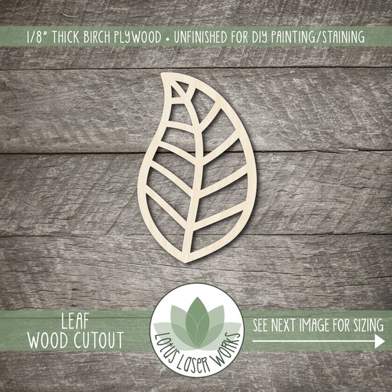Leaf - Laser Cut Out Unfinished Wood Craft Shape LEF6 Leaf - Laser Cut Out Unfinished Wood Craft Shape LEF6