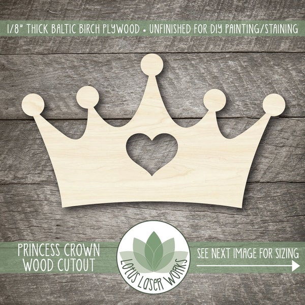 Wood Crown Shape, Princess Crown Wooden Cutout, Blank Wood Shapes, Unfinished Wood Shapes For DIY Projects, Crown Party Decorations