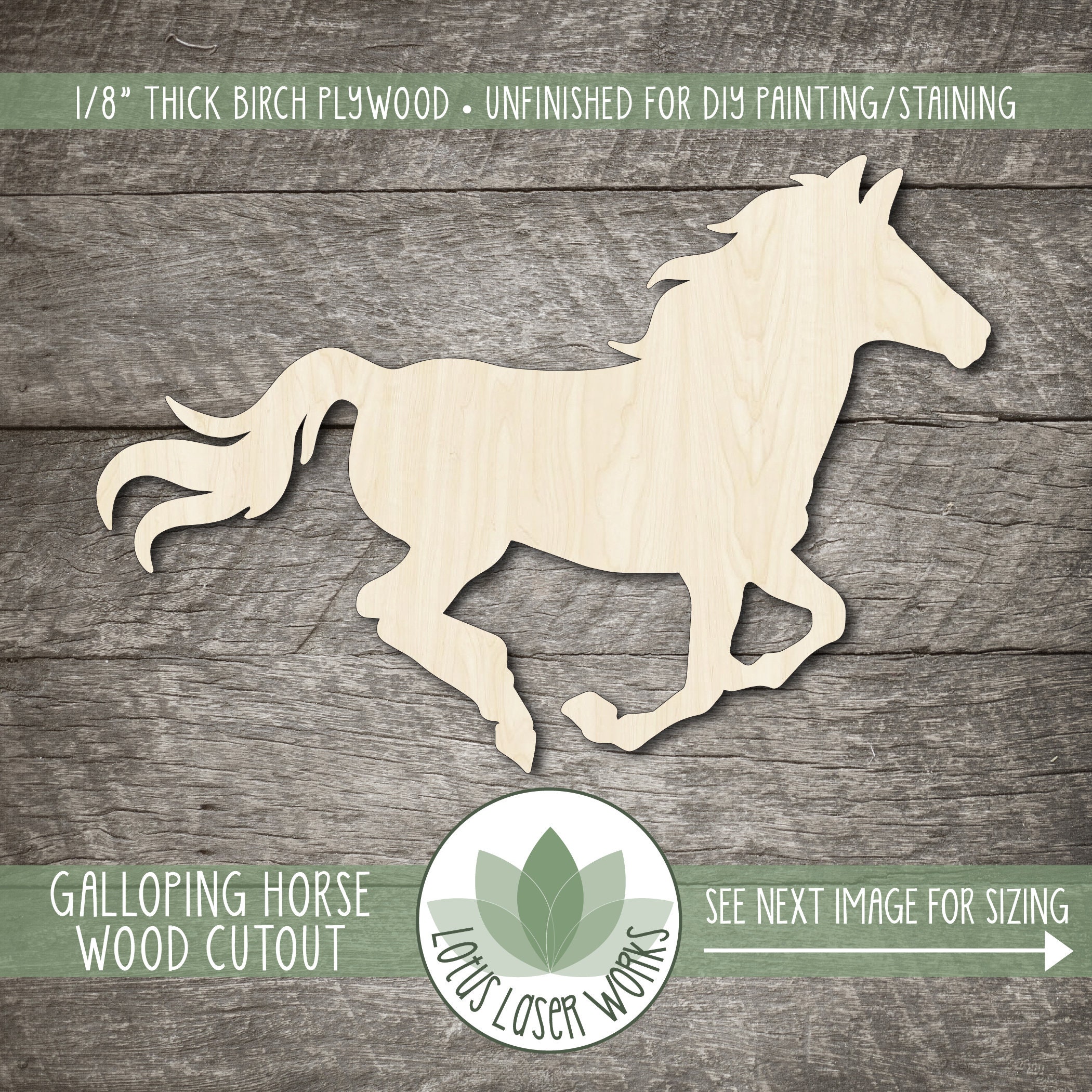 Galloping Wood Horse Cutout Wooden Horse Shape Blank Wood Etsy