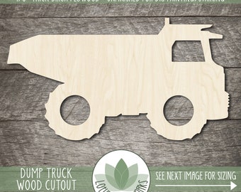 Dump Truck Shape, Laser Cut Craft Cutouts, Unfinished Wood