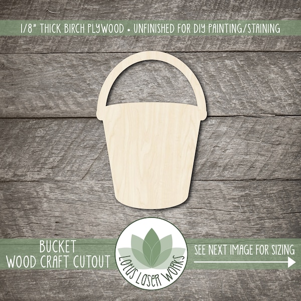 Wood Bucket Shape, Laser Cut Painting Blanks, Unfinished Wooden Craft Cutouts