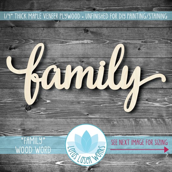 Large Wood Word Family Gallery Wall Wooden Words