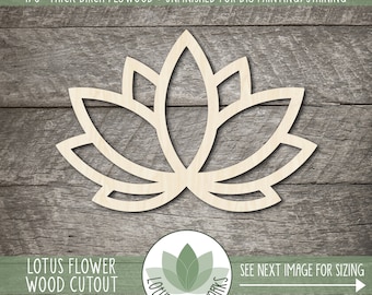 Birch Plywood Lotus Flower Cutout: Unfinished Wood Blank, DIY Craft
