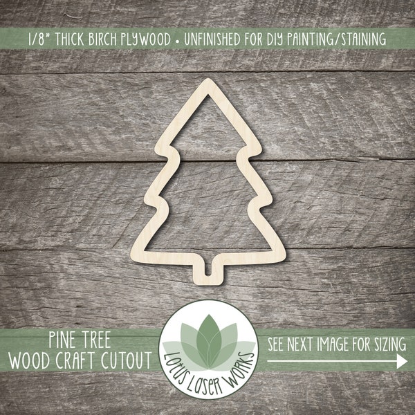Wood Pine Tree Cutout, Unfinished Wood Blanks, Wood Craft Supplies, Laser Cut Wooden Tree Outline Shape, Wood Craft Shapes