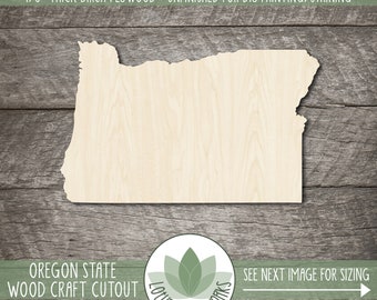 Oregon Shape, Unfinished Wood Craft Blanks, Laser Cut Wooden USA State Cutouts, DIY Craft Supply