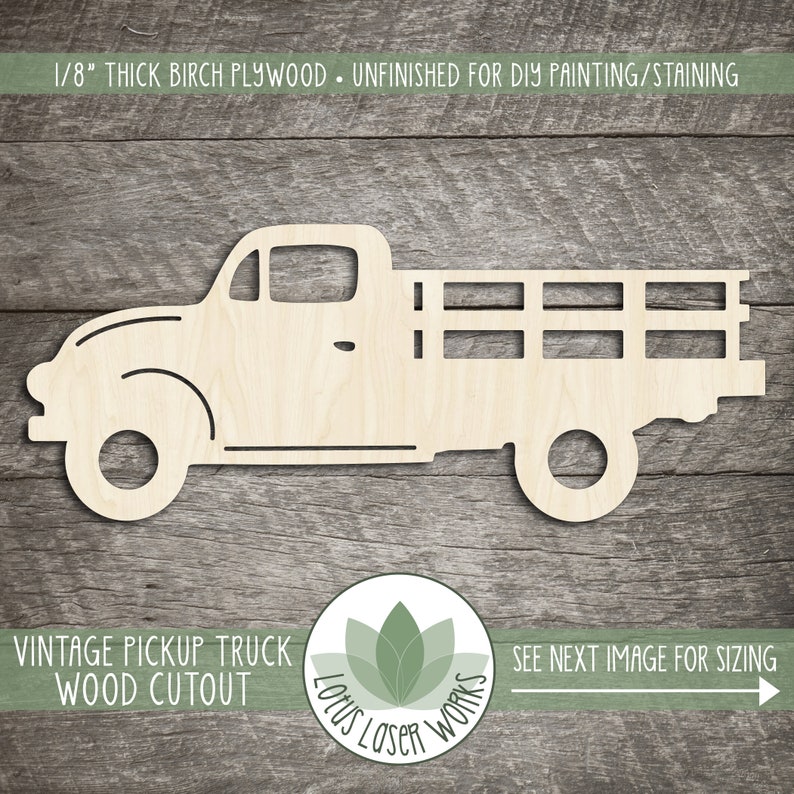 Blank Wood Craft Shapes Wood Truck Cutout Vintage Pickup Truck Wood Cutout Antique Pickup Truck Wooden Shape