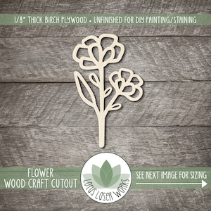 Birch Plywood Flower Cutout: Unfinished Wood Craft Shape