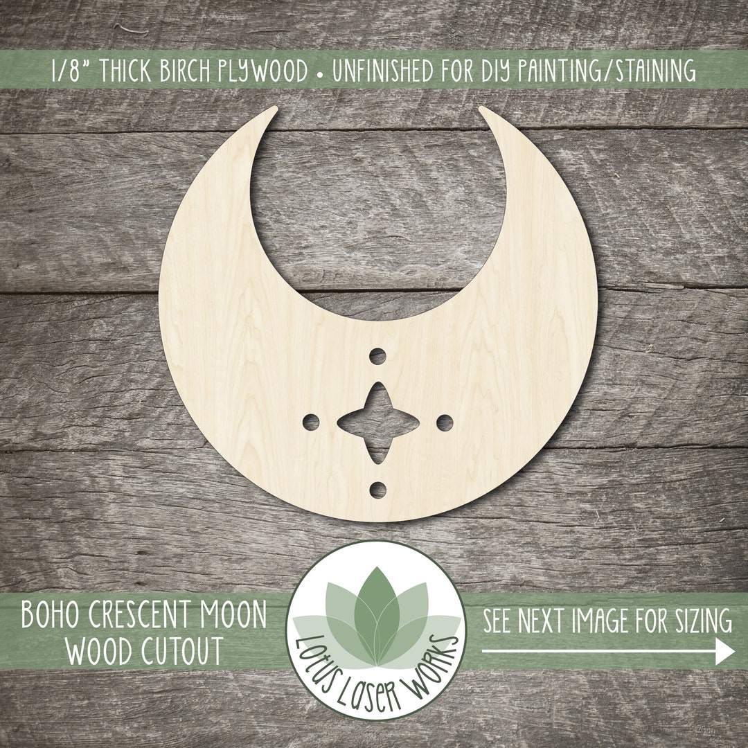 Moon Shape Unfinished Wood Cutouts DIY Crafts Variety of Sizes