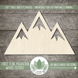 Wood Mountain, Unfinished Wood Mountain Laser Cut Shape, DIY Craft Supply, Many Size Options, Blank Wood Shapes