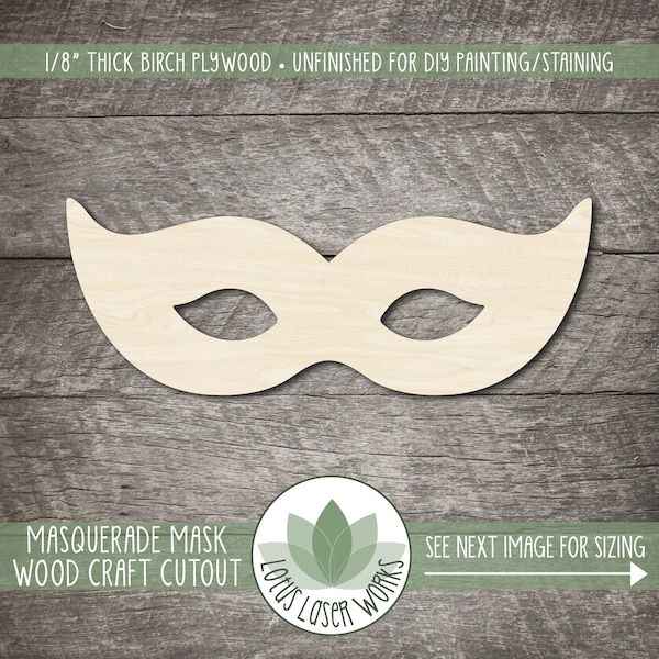 Masquerade Mask Wood Cutout, Unfinished Wooden Painting Blanks, Laser Cut Craft Shapes