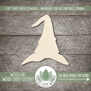 Wood Witch Hat Craft Shape, Laser Cut Blanks, Unfinished Wooden Cutouts