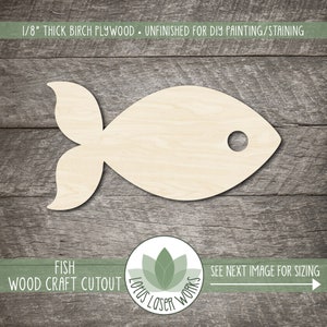 Fish Wood Shape, Laser Cut Blanks, Unfinished Wooden Craft Cutouts