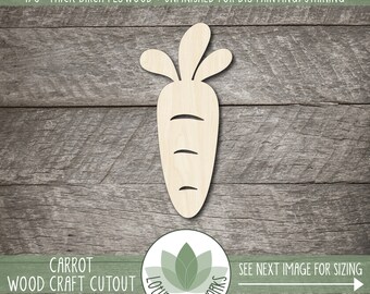 Carrot Shape - Laser Cut Wood Vegetable Cutouts For Crafts, Garden Themed Blanks