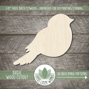 Wood Bird Cutout, Unfinished Wooden Craft Blanks, Laser Cut Shapes