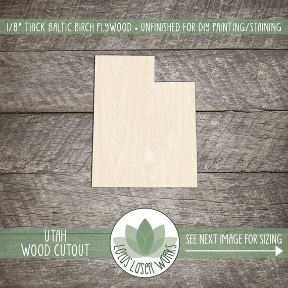 State Of Utah Laser Cut Shape Diy Craft Supply Many Size Etsy