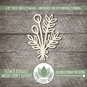 Birch Plywood Flower Bouquet: Unfinished Wood Craft Cutout